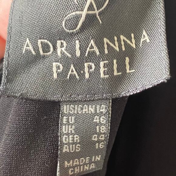 NEW ADRIANNA PAPELL Lace Sleeve Shutter Pleated Sheath Dress Size 14 Black - Picture 6 of 6